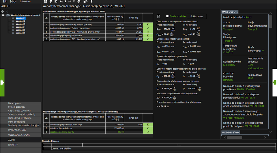 Przykład obliczeń koniecznych do wykonania audytu energetycznego budynku